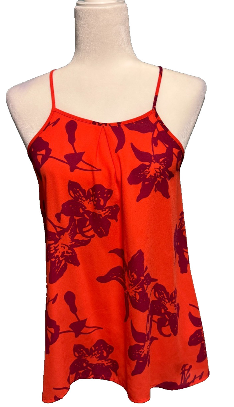Banana Republic Womens Extra Small Tank Top Tropical Floral Vacation Chiffon